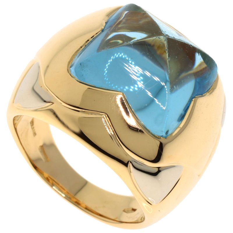 Bvlgari Bulgari Piramide Blue Topaz Ring - 18K Yellow Gold Ladies