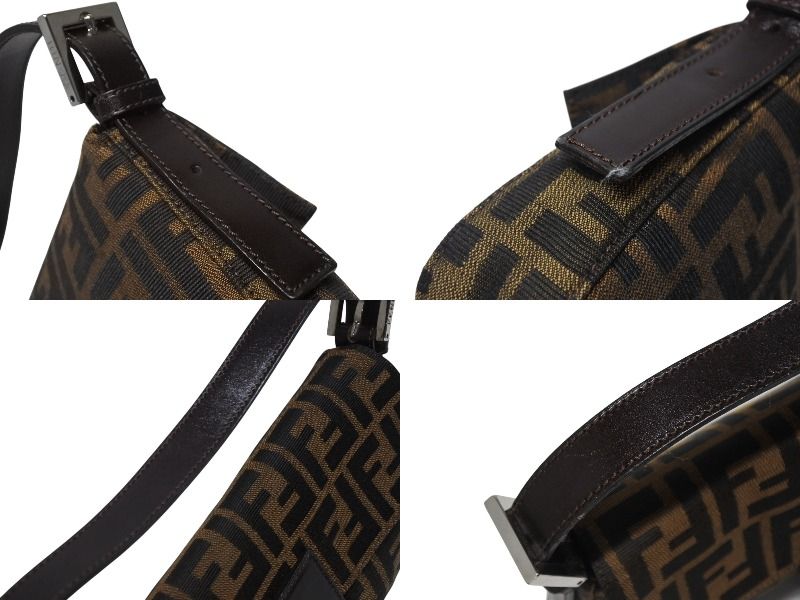 Fendi Mamma Baguette Bag Zucca Pattern Canvas Leather Brown Silver — view 4