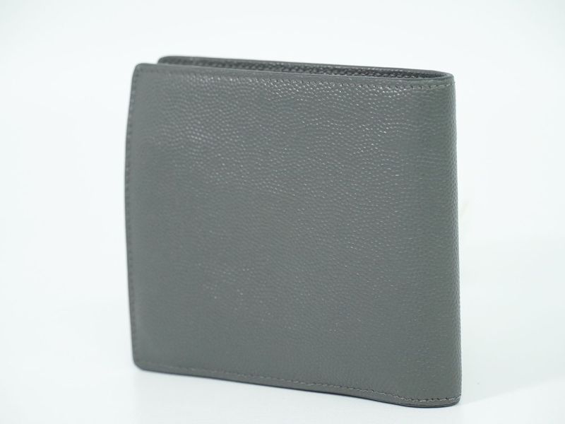 Authentic Saint Laurent Leather Fold Wallet Compact Wallet Gray 396303 Wallet
