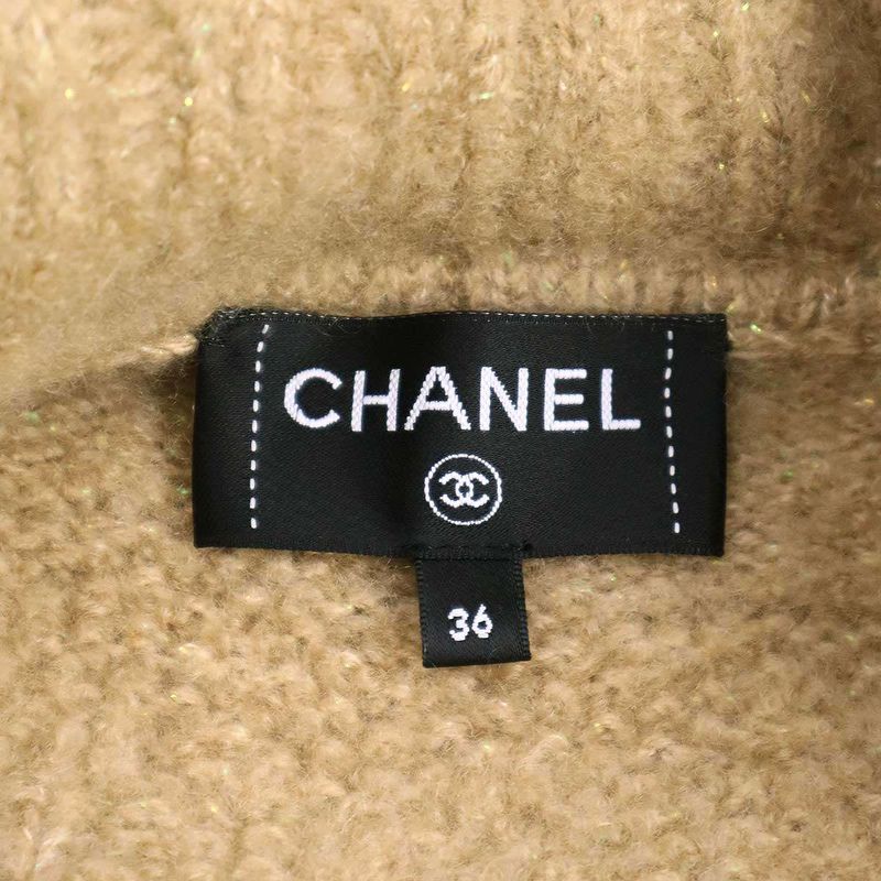 Chanel Shawl Collar Cashmere Gown Cardigan P74524k10901 Camel 36