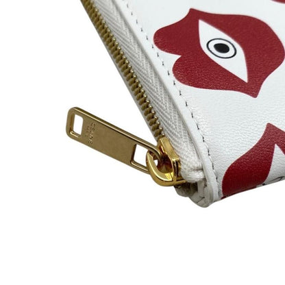 Celine Clutch Bag Telepathy Love Leather Logo Mouth Eye Red White Gold Hardware