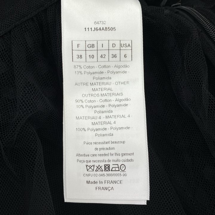 Christian Dior 111j64 A8505 Tulle Dot Skirt Women Black I 42