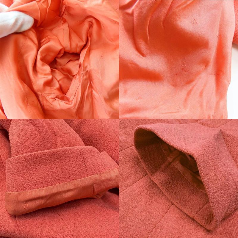 Chanel Collarless Jacket C-tk-5914 Coco Mark 36 Wool Silk Pink Double Apparel