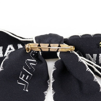 Chanel Ribbon Logo Vintage Satin Black/white Ladies 15g Brooch