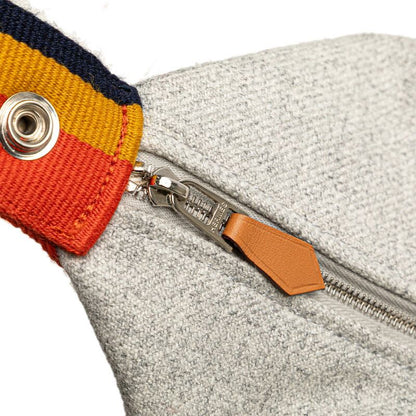 Hermes Brid A Black GM Handbag Pouch Rocabar Gris Flannel Wool Cotton Women