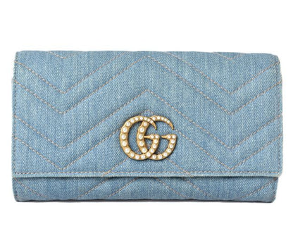 Gucci Wallet Gucci Long Continental Wallet GG Marmont GG Marmont Denim Chevron