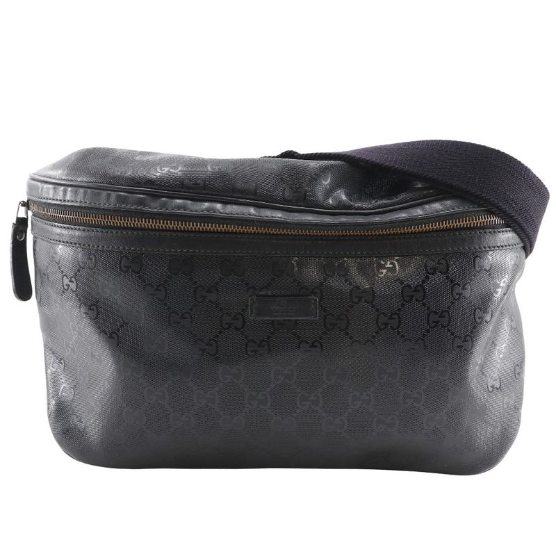 Gucci Belt Bag Medium GG Imprime Body Bag 211110 PVC Black Men's Waist Bag