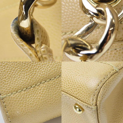 Chanel Shoulder Bag Coco Caviar Skin Beige Gold Hardware 7th Shoulder Chain