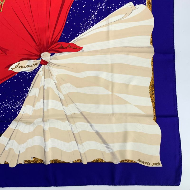 Hermes Carre 90 Souvenirs De Paris Memories Of Paris Blue And Red Eiffel Tower