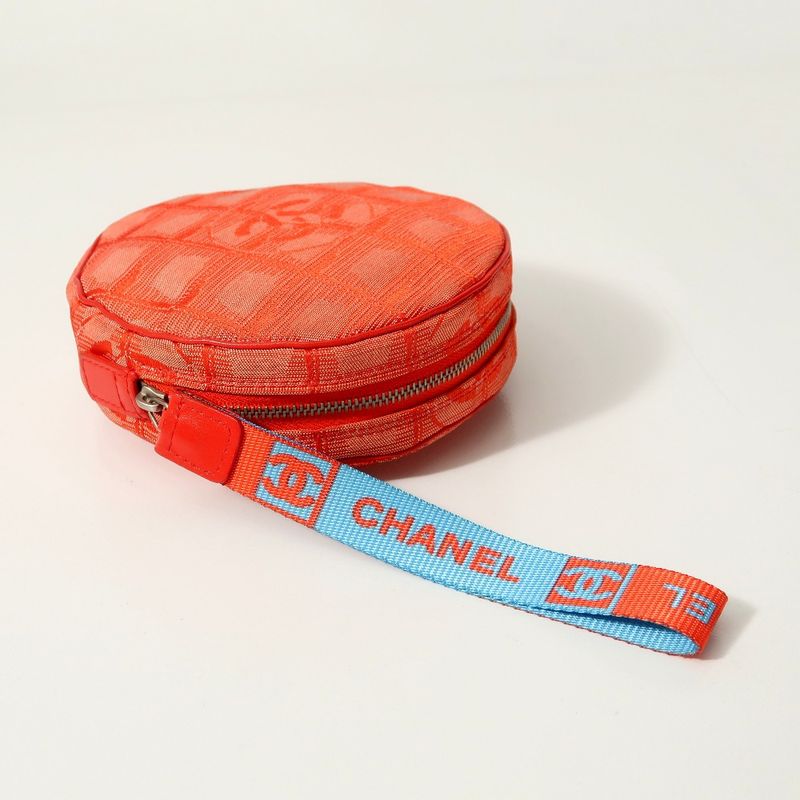 Chanel New Travel Line Accessory Pouch Round Shape CC Logo Coco Mark Made In