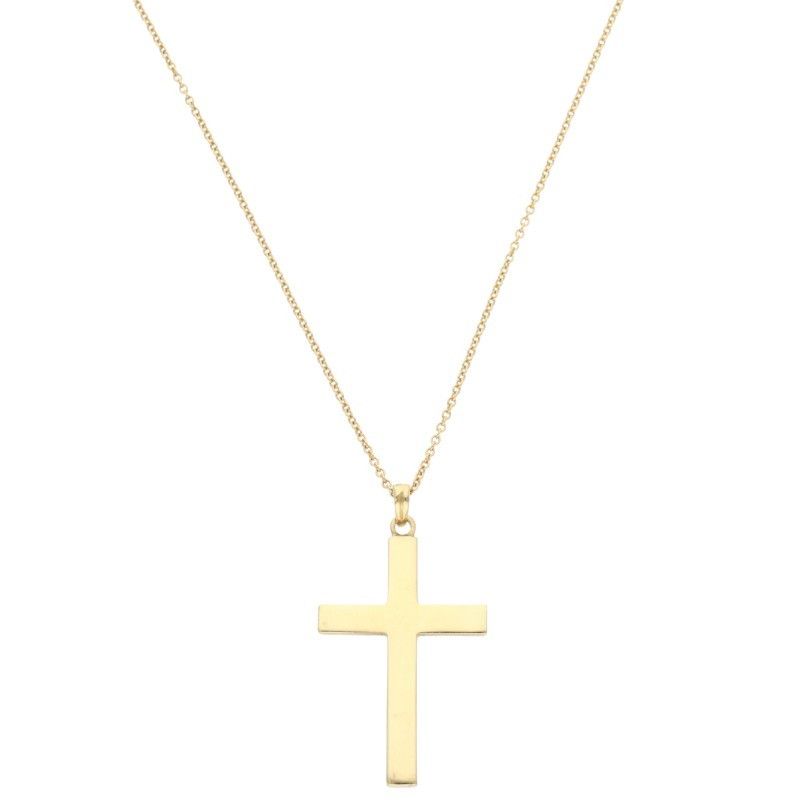 Tiffany & Co 18K Yellow Gold Cross Necklace Men's 18inch