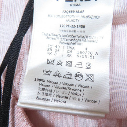 Fendi 2023 Fzq689 Logo-striped Knit Long Skirt Pink 40 Genuine