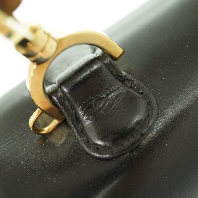 Gucci Bamboo Shoulder Hand Bag Leather Black With Black Shoulder Strap 1294gucci