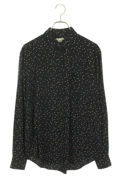 Saint Laurent Paris 411620 Y935l Damaged Rayon Dot Long Sleeve Shirt Men 39