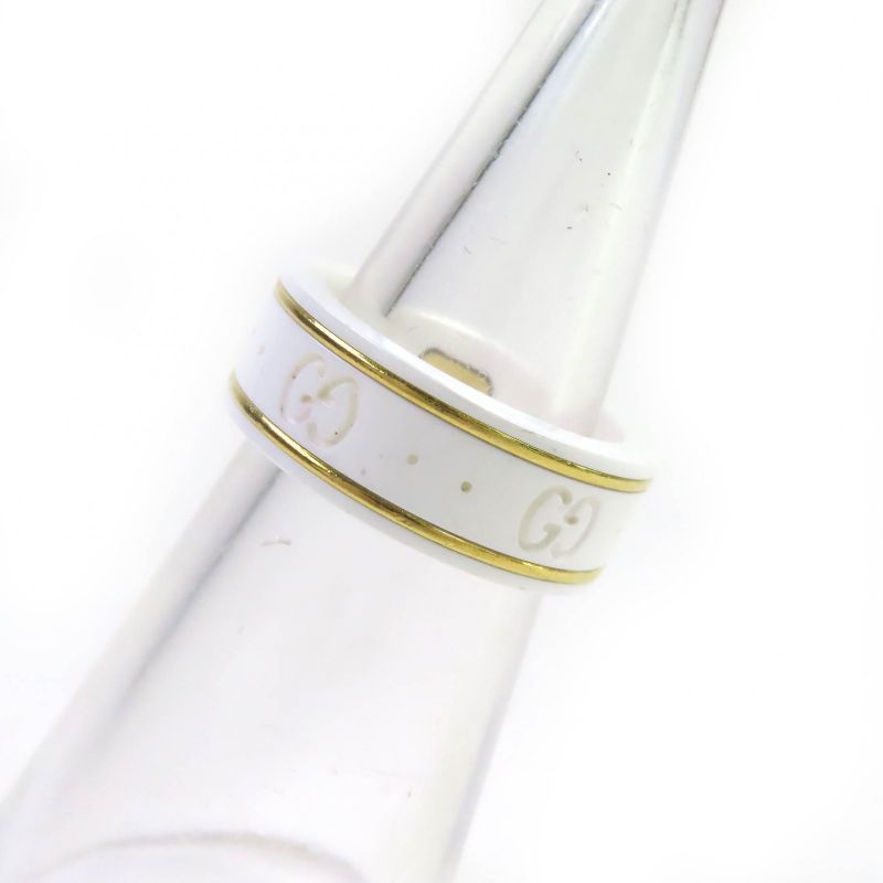 Gucci Ceramic 18K Iconic Ring Ggring Ring White Gold Size Equivalent To Approx