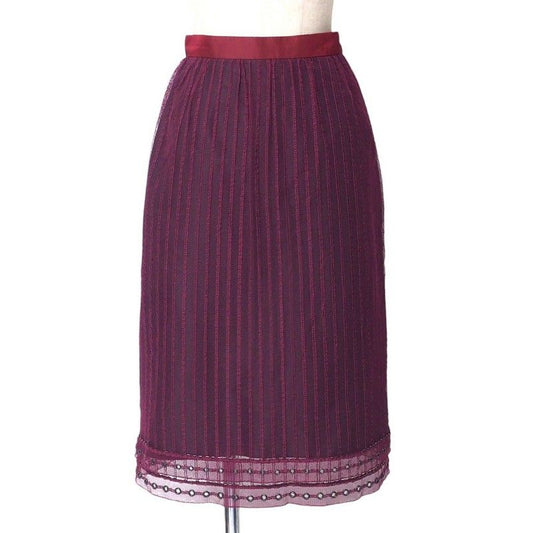 Louis Vuitton Skirt Size 36 Lace Tight Skirt Back Ribbon Beaded Dove Decoratio