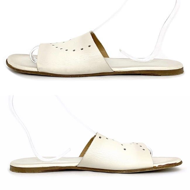 Hermes Sandals White Evelyn 40 25.0 cm Leather