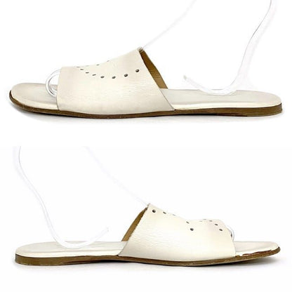 Hermes Sandals White Evelyn 40 25.0 cm Leather