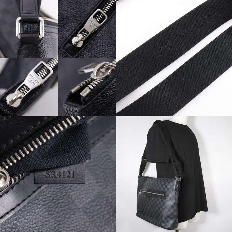 Louis Vuitton Mick MM N40004 Damier Graphite Canvas Black Sr4121 Men's Shoulder