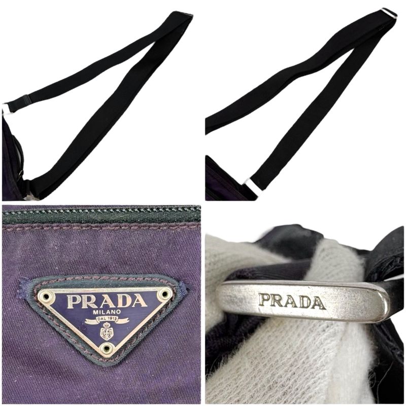 Prada Mini Shoulder Bag Pochette Triangle Logo Purple Tessuto Nylon
