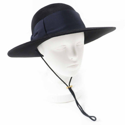 Gucci Rabbit Felt Wide Brim Hat Black Dark Navy XL 60 Genuine