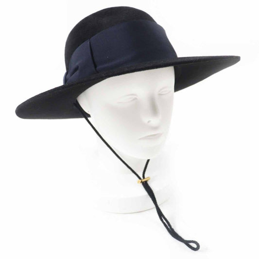 Gucci Rabbit Felt Wide Brim Hat Black Dark Navy XL 60 Genuine