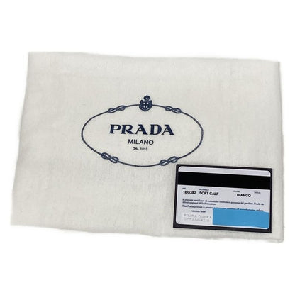 Prada Tote Bag - 1bg382 White Embossed Triangle Logo Leather