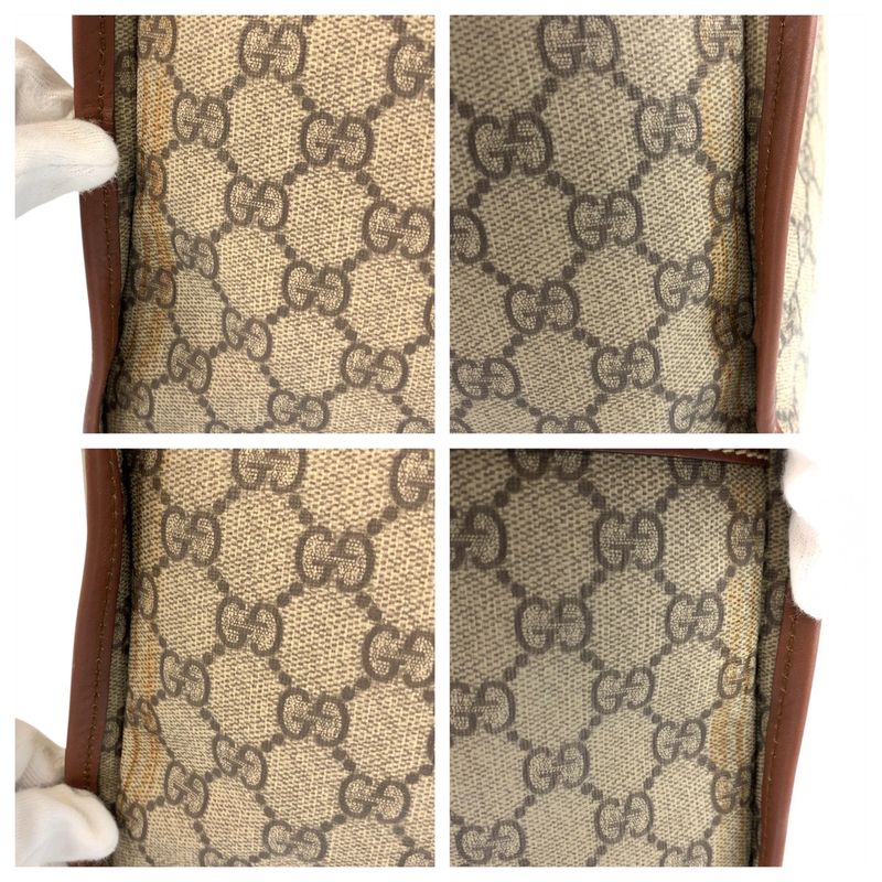 Gucci Sherry Line Beige Gold Hardware GG Supreme Canvas 211133 Boston Bag