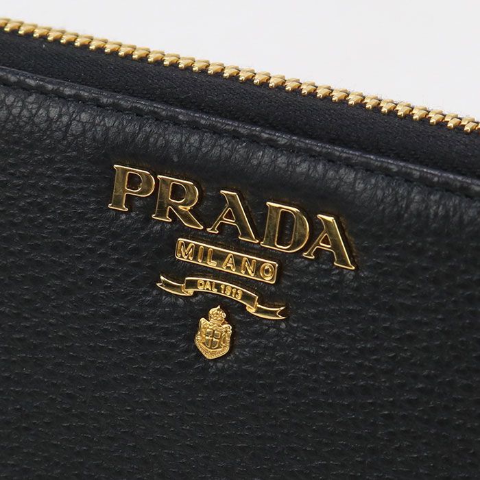 Prada Zip Around Vitero Leather 1ml506 Long Wallet Round Zipper Leather Women