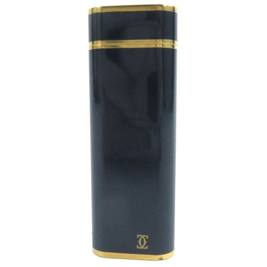 Cartier Lacquer Oval Logoed Gas Lighter Smoking Goods Navy Gold