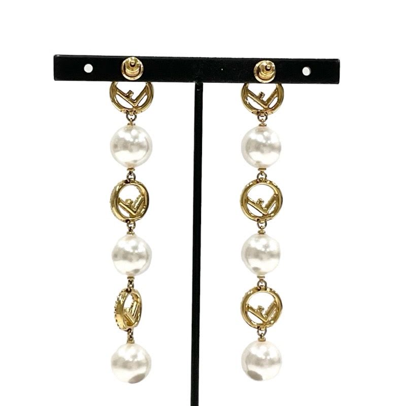 Fendi F Is Earrings Earring Gold Rhinestone Pearl