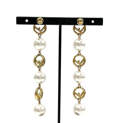 Fendi F Is Earrings Earring Gold Rhinestone Pearl
