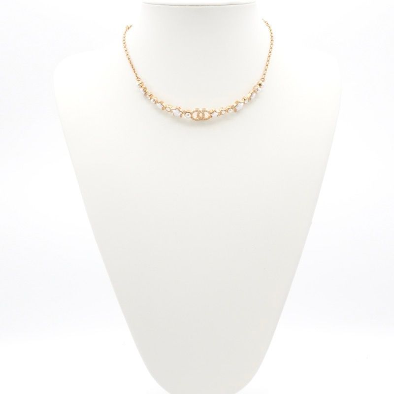 Chanel Necklace Pendant Choker Gold Coco Mark Rhinestone Star
