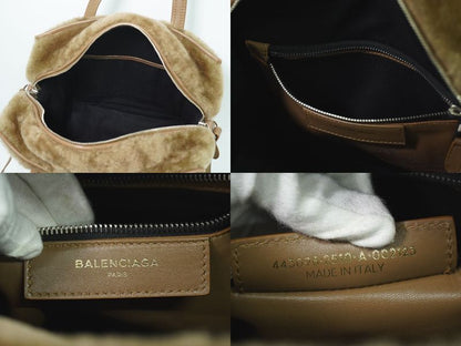 Authentic Balenciaga Bazar Shopper 2WAY Shoulder Bag Handbag Pochette Mouton