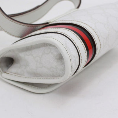 Gucci Sherry Line Waist Bag Leather X PVC White Body Bag Gold 152597