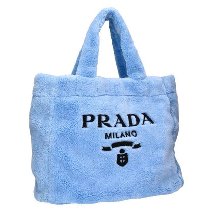 Prada 1bg130 Triangle Logo Plate Pile Tote Bag Men's