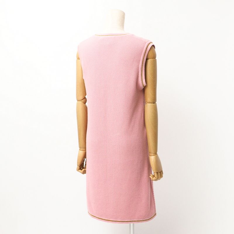 Gucci Dress Size S Knit Sleeveless Double G Chain Wool Cotton Made In