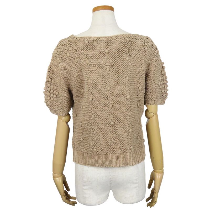 Christian Dior Knit Short Sleeve Beige Summer Knit Tops Apparel Women Ladies