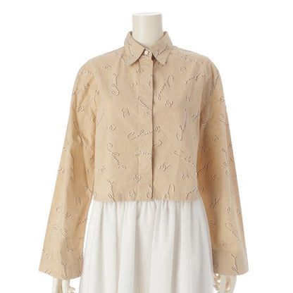 Chanel 98P Cotton Written Logo Coco Mark Cropped Short Sleeved Shirt Top P12983