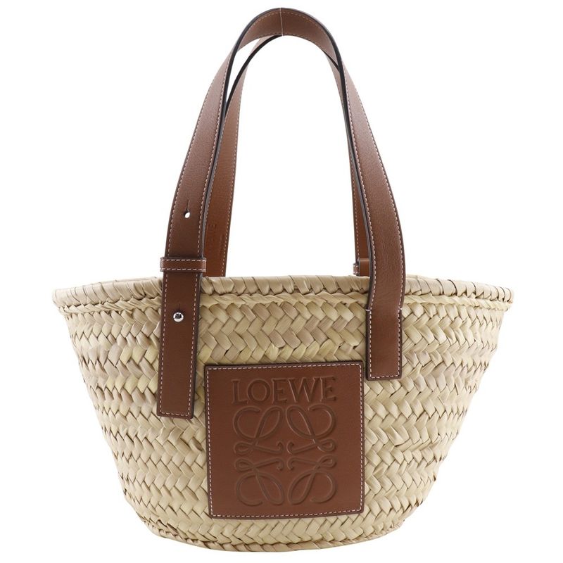 Loewe Basket Bag Small Bag Raffia X Leather Brown Women's Tote Bag
