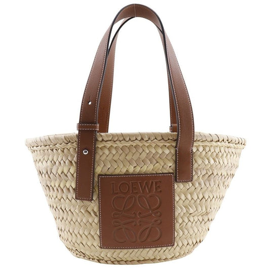 Loewe Basket Bag Small Bag Raffia X Leather Brown Women's Tote Bag