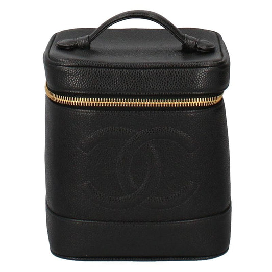 Chanel Vanity Bag A01998 Caviar Skin Ladies Handbag Black Excellent Condition