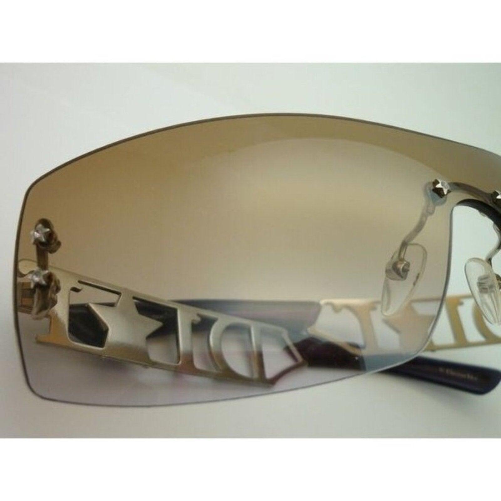 DIOR Diorlywood Rimless Swarovski Crystal Sunglasses Brown Y2K - The Reluxe