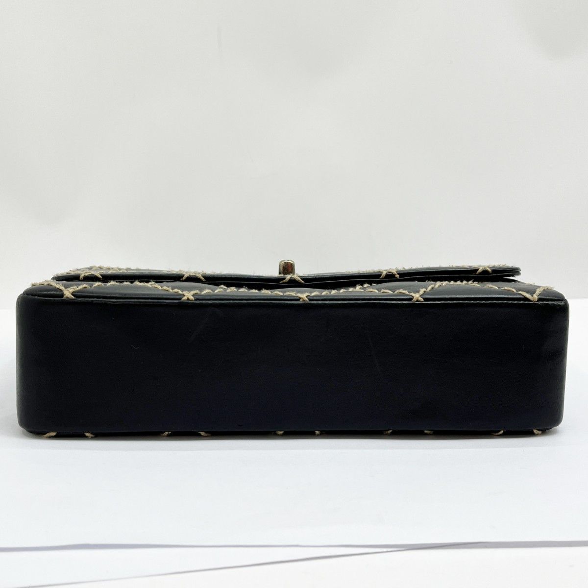 Chanel Matelasse Wild Stitch Shoulder Bag W Chain Black X Ivory