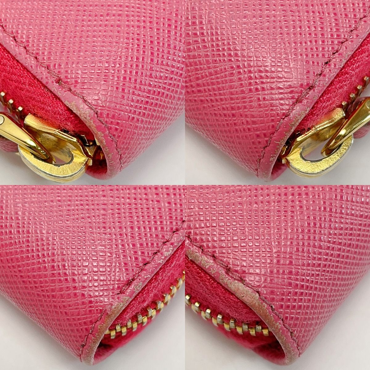 Prada Portafoglio Lampo Gold Zipper 1ml506 Pink Wallet Ladies