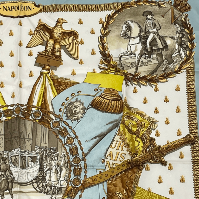 Hermes Carre 90 Napoleon Hermes Napoleon Blue And Multicolor 100% Silk Scarf