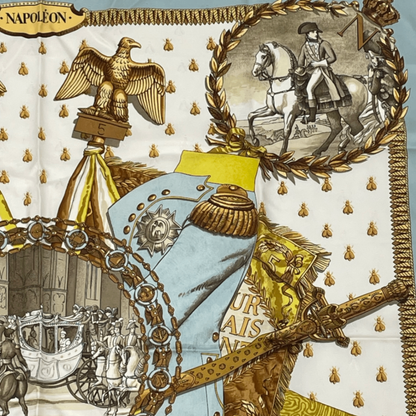 Hermes Carre 90 Napoleon Hermes Napoleon Blue And Multicolor 100% Silk Scarf