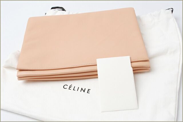 Celine Clutch Pouch Clutch Bag 173033 Lambskin SOFT TRIO Soft Trio Pink Beige