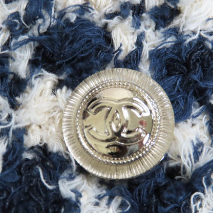 CHANEL P70340k10023 Linen Cotton Coco Button Tweed Jacket Navy 36 Made In Italy