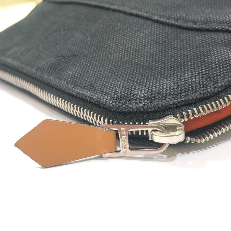 Hermes Cosmetic Pouch Bolide Pouch Mini Canvas Black